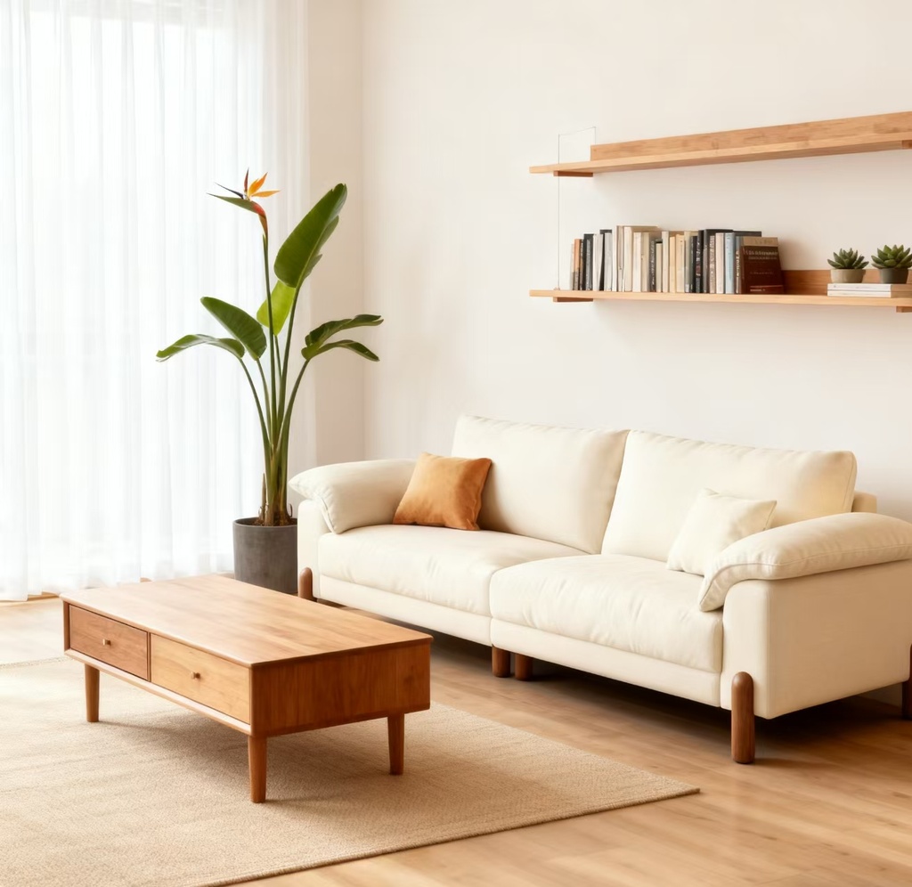 義式極簡風 胡桃木直排頭層牛皮沙發 OL-2299#