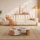 中古侘寂風 直排奶油多功能伸縮電動布沙發 OL-黎夏#