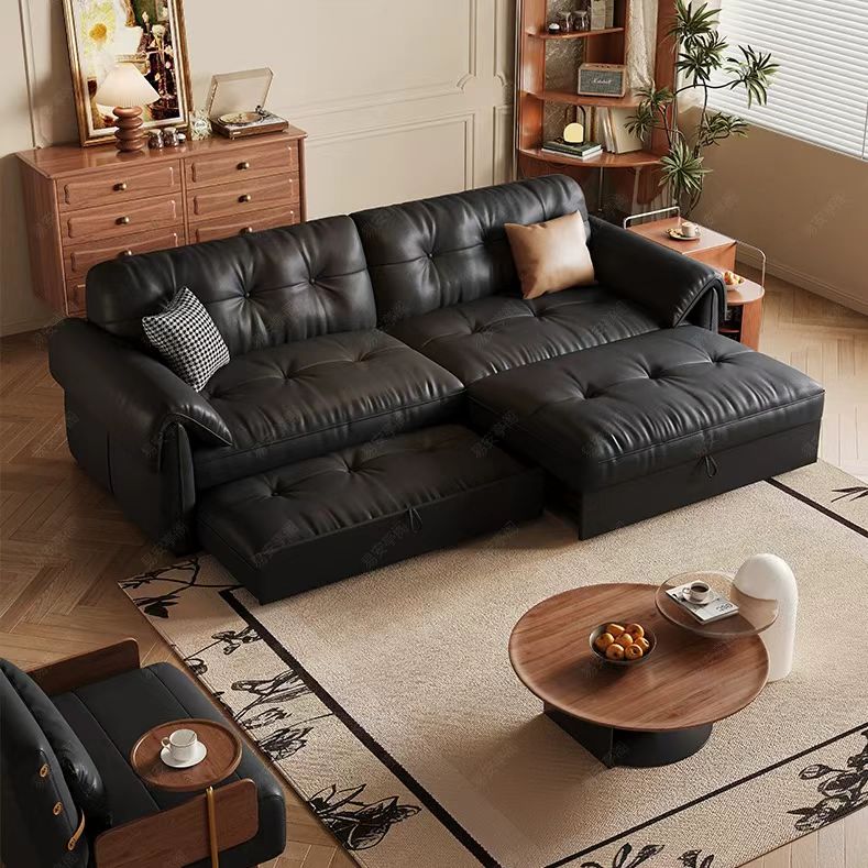 中古侘寂風 小戶型折疊兩用頭層牛皮沙發 OL-默里#