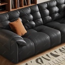 義式極簡風 直排小戶型大象耳朵頭層牛皮沙發 OL-西姆#