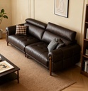 中古侘寂風 小戶型直排黑色頭層牛皮沙發 OL-憐玉#