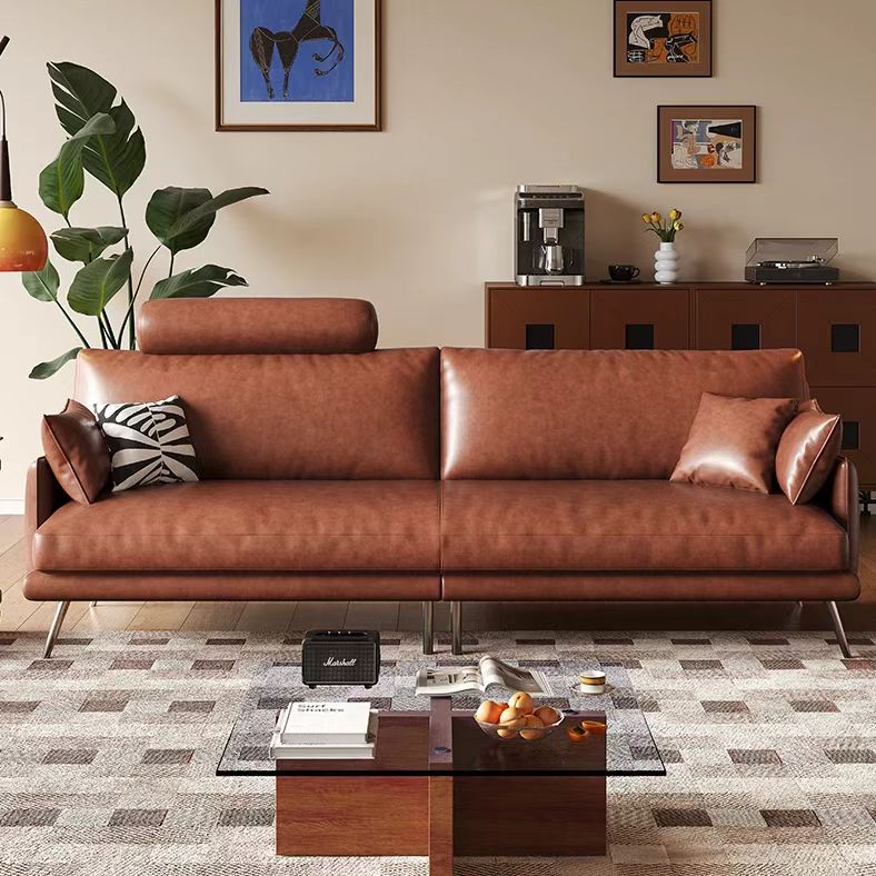 中古侘寂風 小戶型復古焦糖色油蠟真皮沙發 OL-戲蝶#