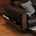 中古侘寂風 黑色直排實木抽屜真皮沙發 OL-芙蓉#