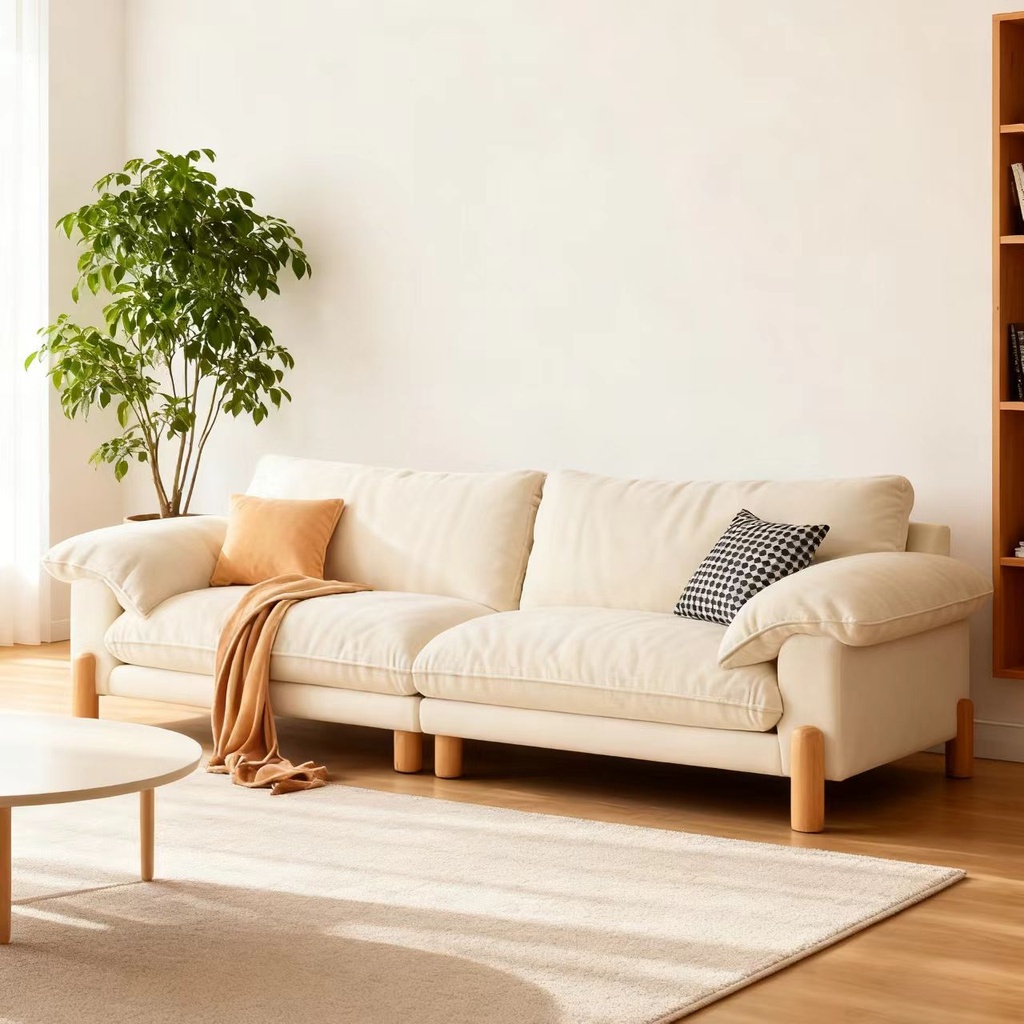 北歐風 直排小戶型奶油貓抓布沙發 OL-齊夏#