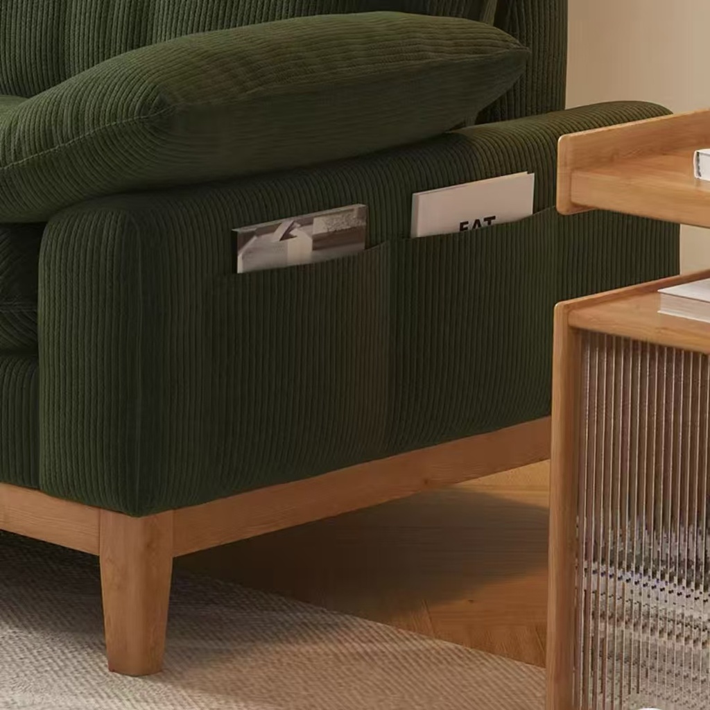 北歐風 小戶型實木燈芯絨豆腐塊布沙發 OL-YM508#