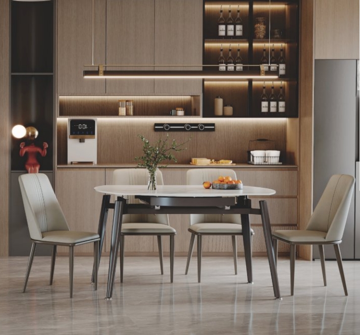 現代簡約 岩板 圓跳台伸縮餐桌BS-BSTJF2487