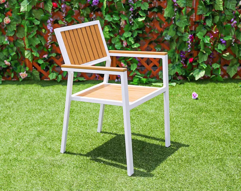 戶外家具 白框竪紋椅XND-636003高-卡其白框