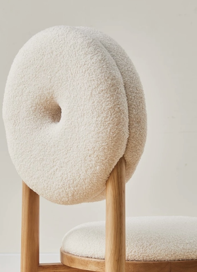 奶油風 羊羔絨 甜甜圈 實木餐椅 MYBS
