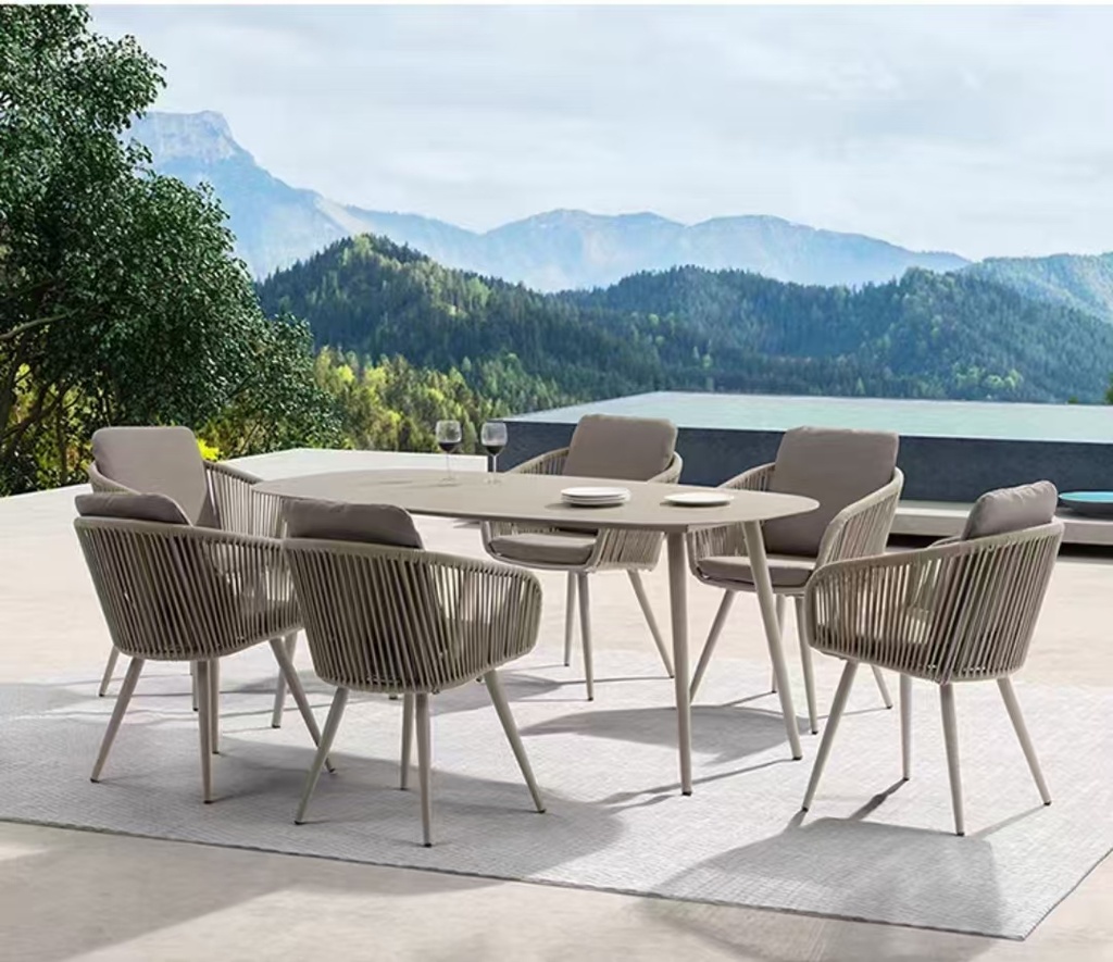 戶外桌椅 金屬框架 繩編扶手單椅FBL-SY-P26