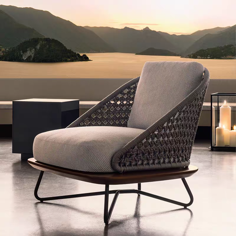 戶外家具 實木底座 繩編單椅FBL-SY-B06