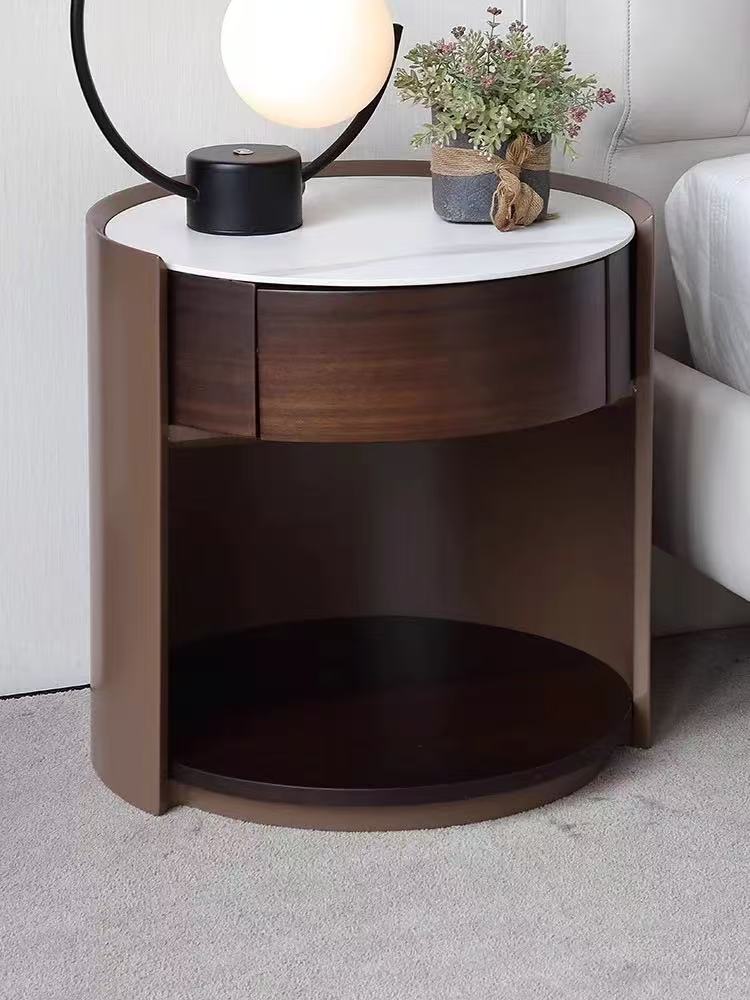 日式風格  圓形岩板 床頭櫃ST032#