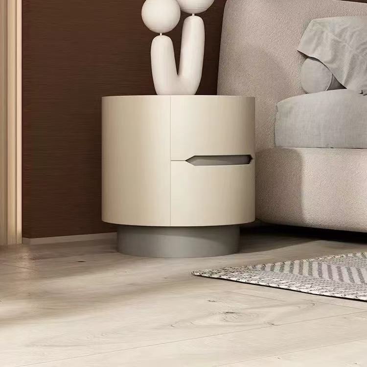 現代簡約  圓形奶油色 床頭櫃ST166#