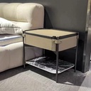 現代簡約 不銹鋼 馬鞍皮床頭櫃ST020