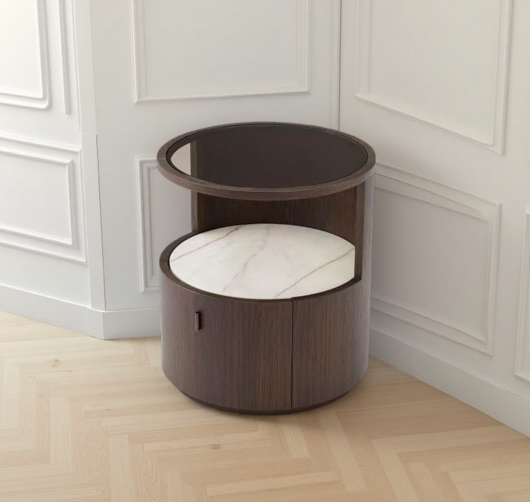現代簡約 實木 圓形床頭櫃ST313