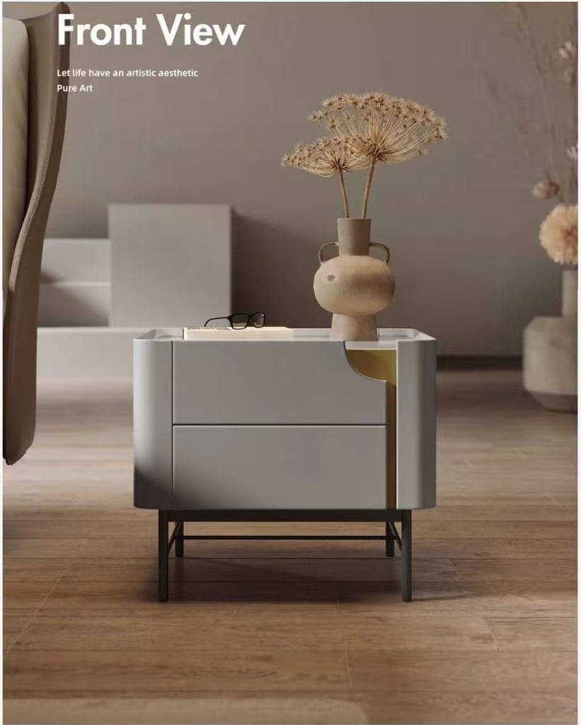 現代簡約 實木 烤漆 岩板床頭櫃ST278