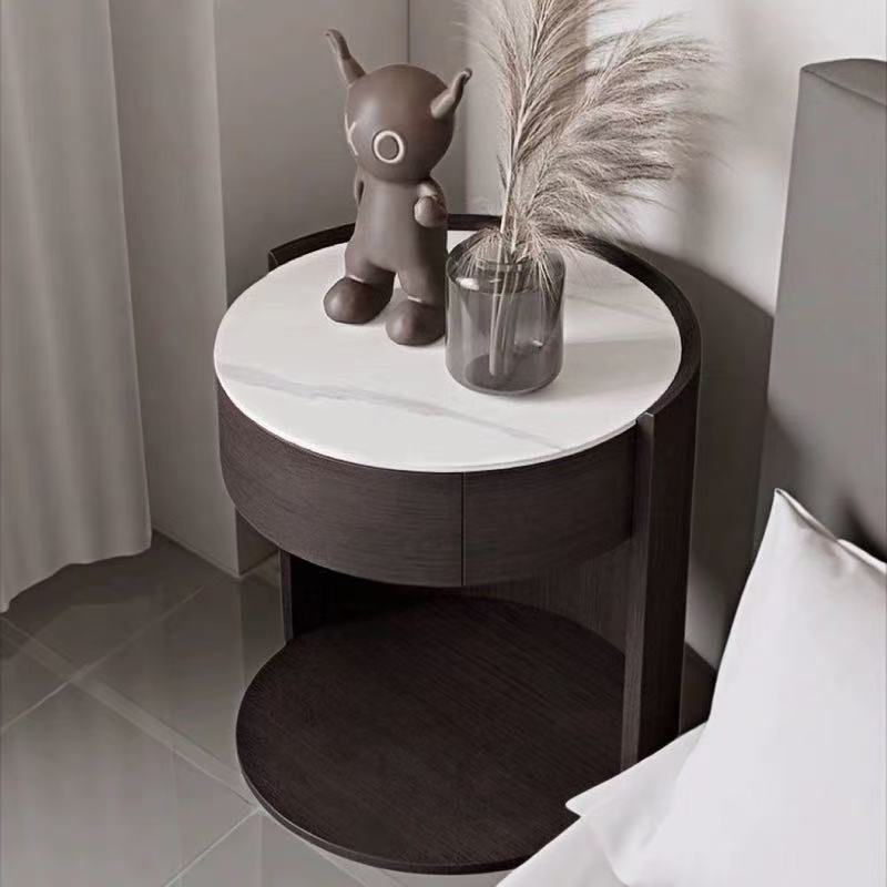 現代簡約 岩板面 實木床頭櫃ST-ST036#