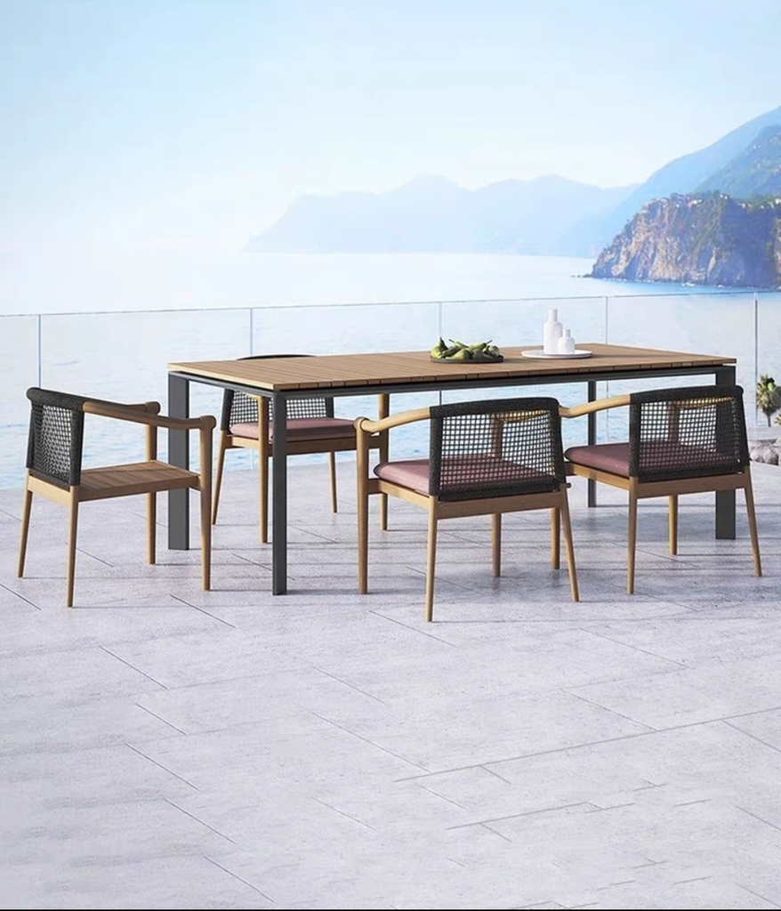 戶外桌椅 鋁材 塑木面長桌FBL-SY-A06