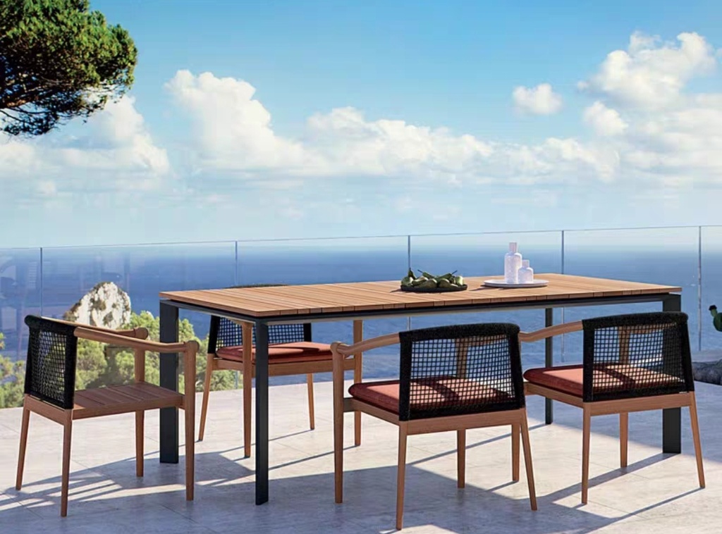 戶外桌椅 鋁材 塑木面長桌FBL-SY-A06