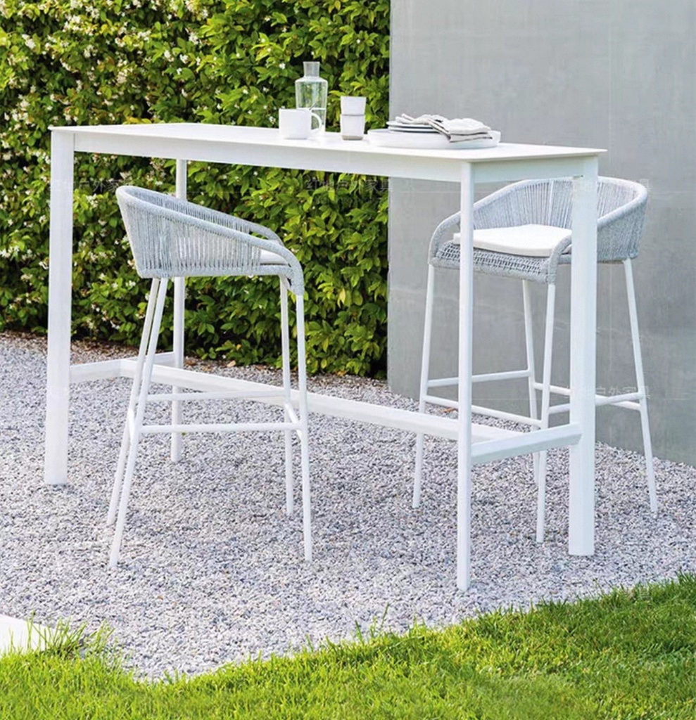 戶外桌椅 鋁材 繩編高脚吧椅FBL-SY-Z04