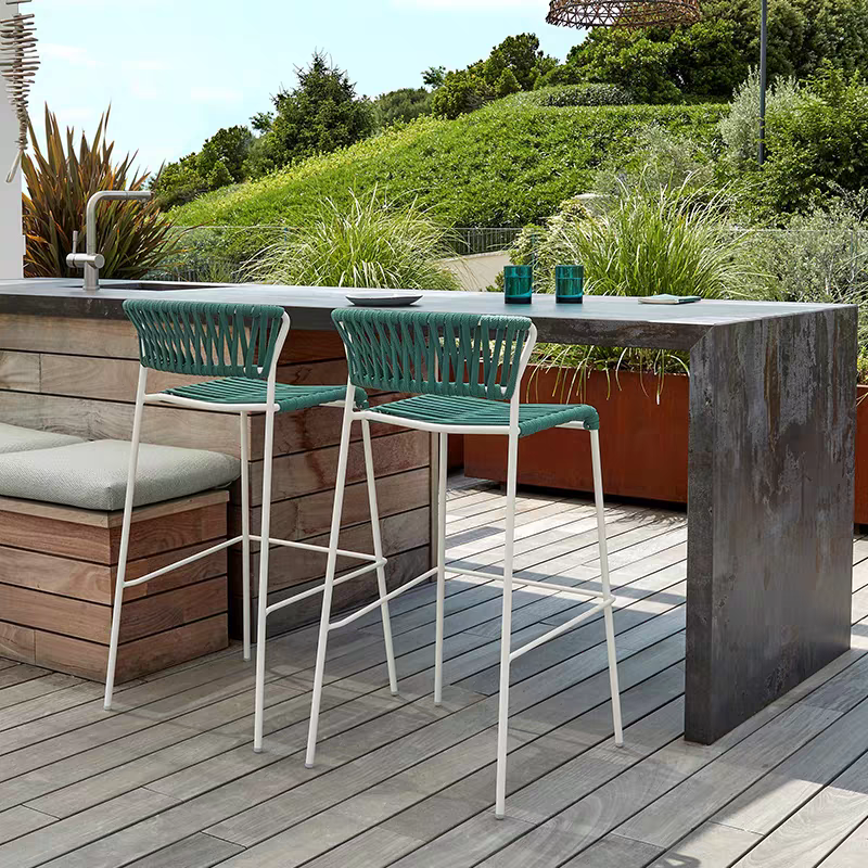 戶外桌椅 繩編 弧形靠背 高脚椅FBL-SY-Z06