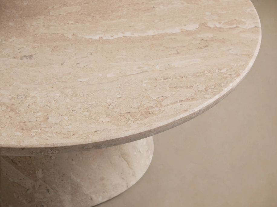 天然大理石茶几 咖啡桌（米白)