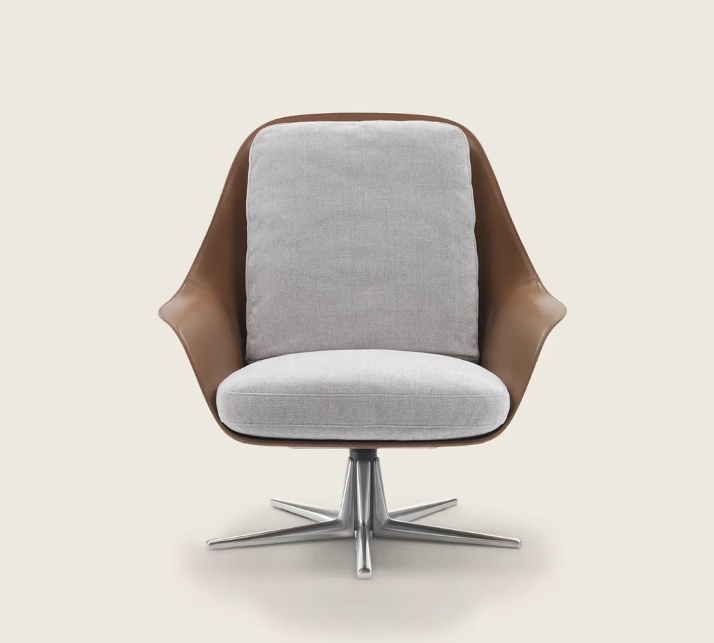 義式極簡 皮革軟墊 旋轉單椅