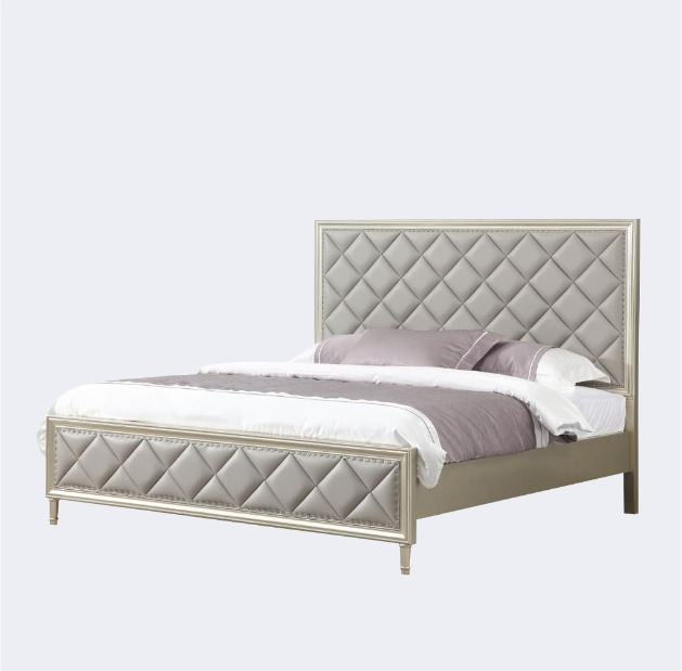 美式輕奢 房間 鑽石格真皮 床架QJ-FA09B