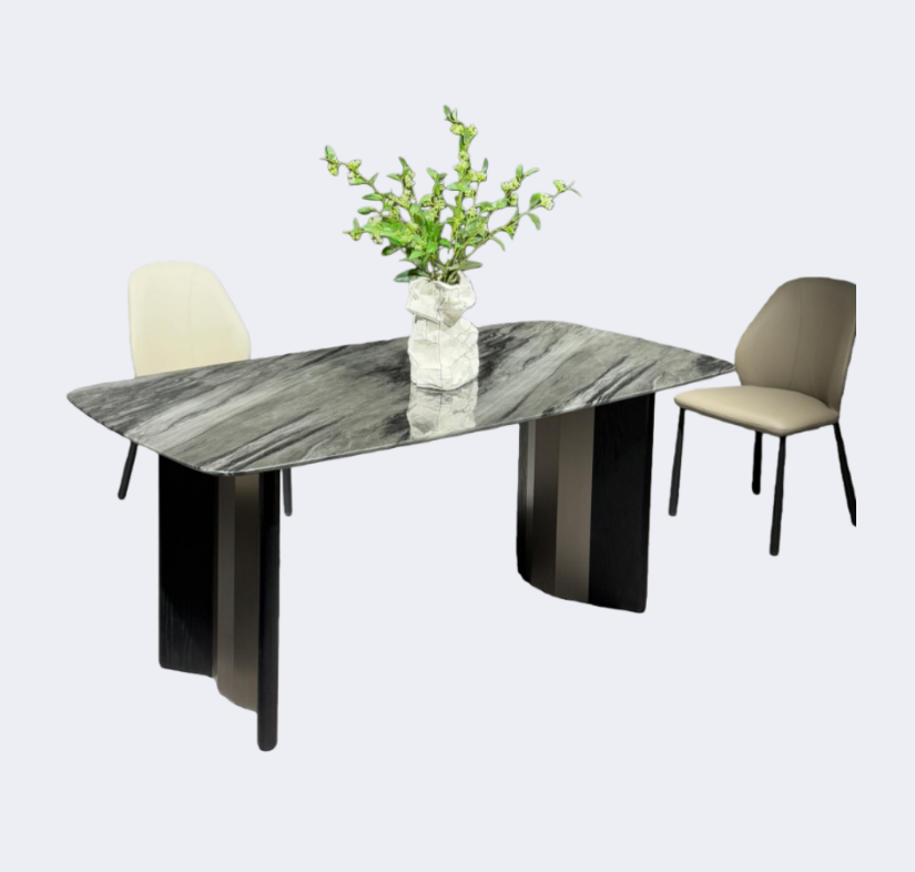 義式極簡 奢石 黑金古木紋 長餐臺SL-2267#