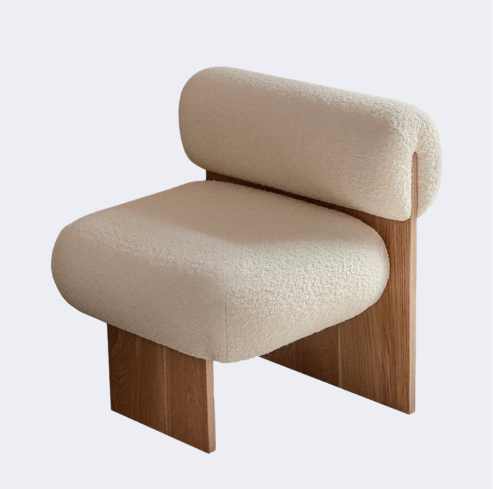 奶油風 羊羔絨 實木休閑單人椅 YFN