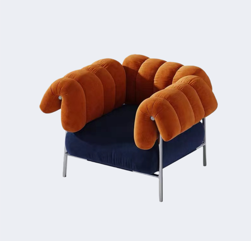 義式極簡 異形 布藝休閑單椅YFN-K096