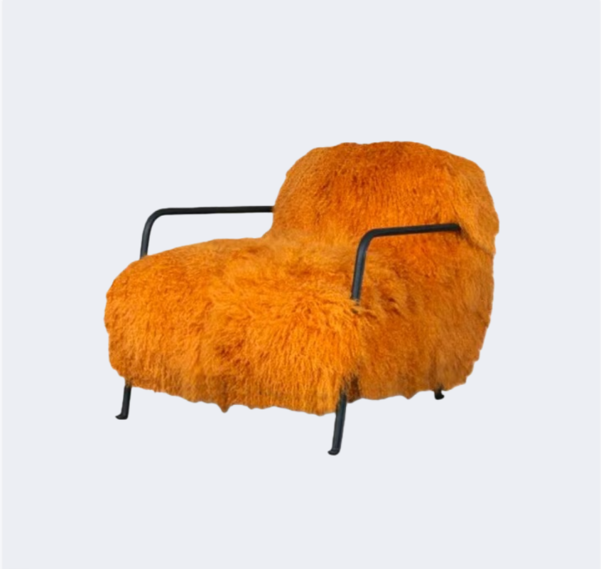 義式極簡 設計師款 長毛扶手單椅YFN-K103