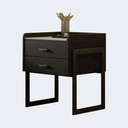 義式極簡 木飾面 岩板床頭櫃 ST-AJ08双抽