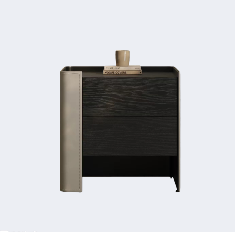 現代簡約 皮質飾面 實木床頭櫃ST124#鐵