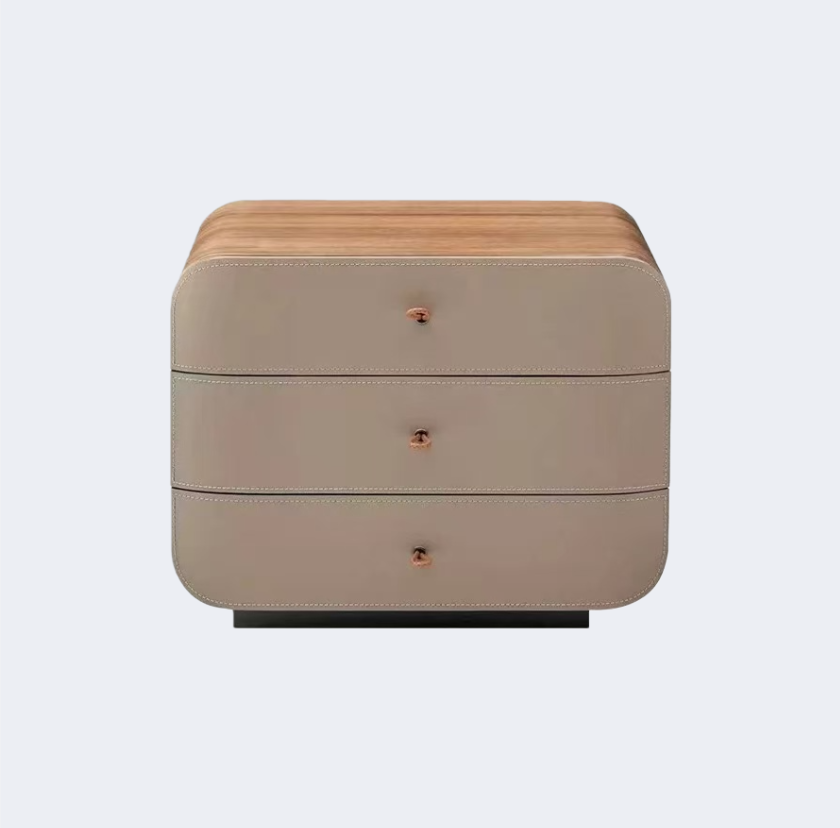 現代簡約 皮質飾面 三抽床頭櫃ST228