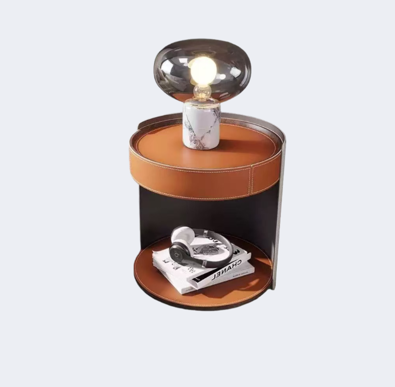 現代簡約 可移動 皮飾面 圓形儲物櫃ST164#