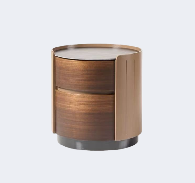 現代簡約 實木 圓形岩板桌面儲物櫃ST028#