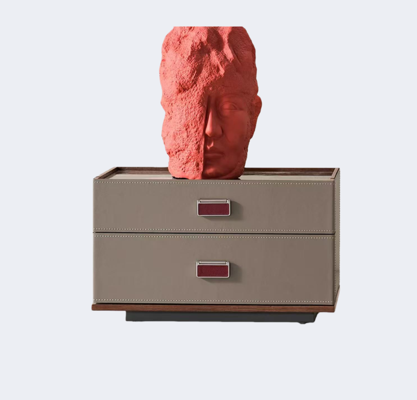 現代簡約 皮飾面 長形 雙抽儲物櫃ST279