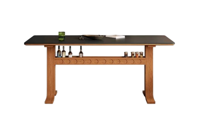 中古風 岩板 實木長形餐桌HX2501#OL