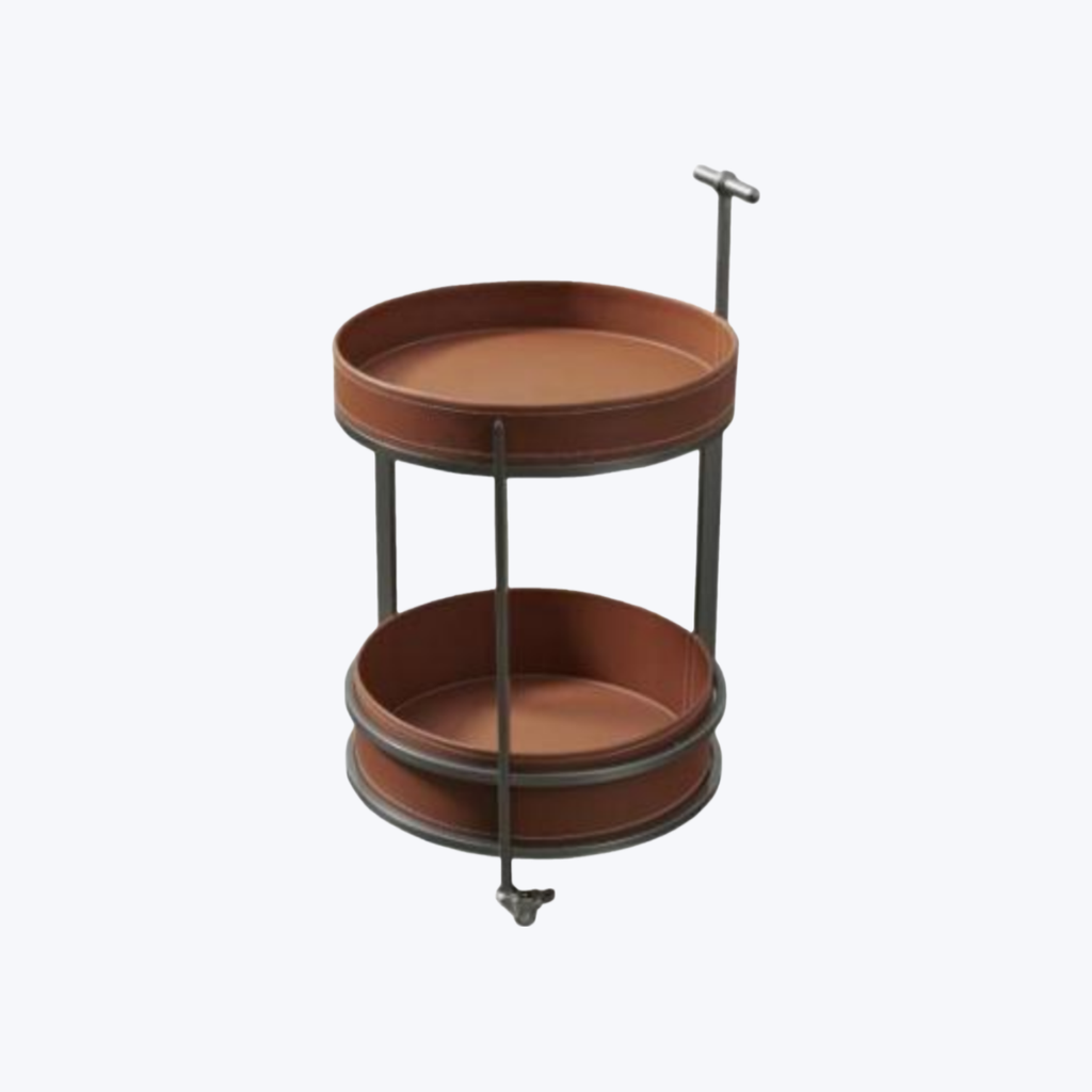 現代簡約 皮面 雙層圓形邊几ST220