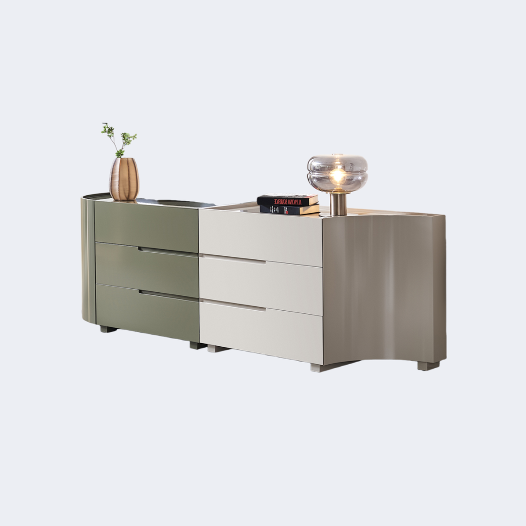 現代簡約 拼色烤漆面 六斗邊櫃ST284