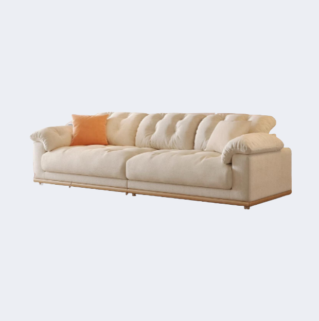 奶油風 實木底座 矮脚布藝沙發OL-雲舒#