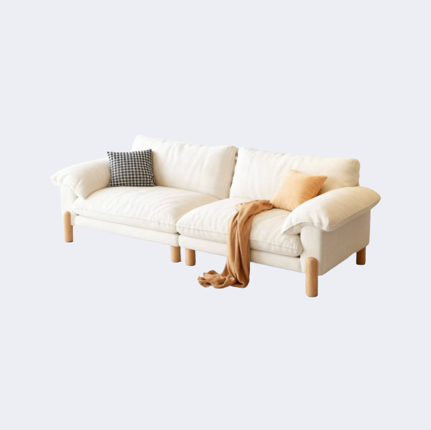 北歐風 實木脚 豆腐塊布藝沙發OL-齊夏#