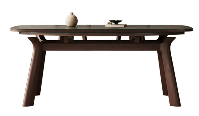 中古風 岩板 可伸縮 實木餐桌2412#OL