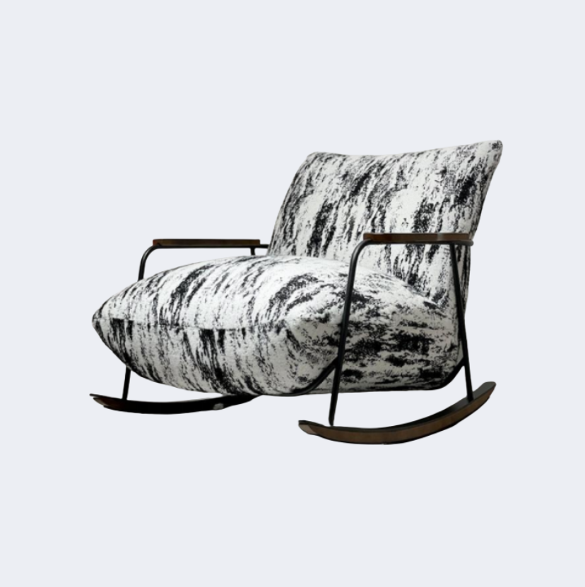 義式極簡 設計師款 布藝 扶手搖椅YFN-K229