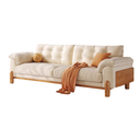 奶油風 羽絨靠背軟包 實木架 豆腐塊布沙發2338#OL