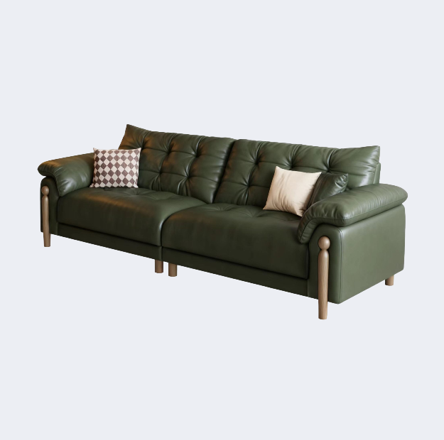 中古風 拉扣款 大象耳朵皮面沙發OL-幻思#