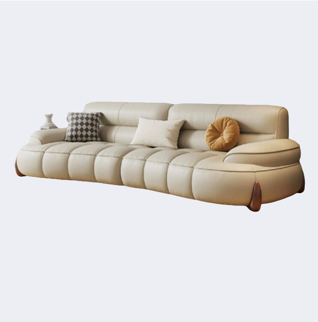 義式極簡風 弧形 皮面鋼琴沙發OL-8002#