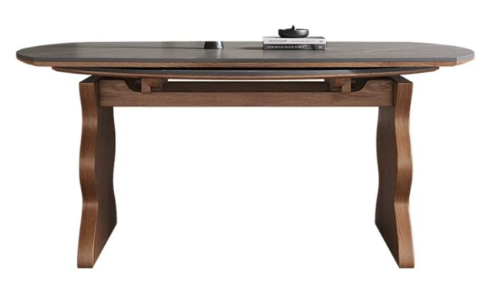 中古風 岩板 可伸缩 實木餐桌1199#OL