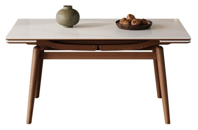 中古風 岩板 可伸縮 實木餐桌A27#OL