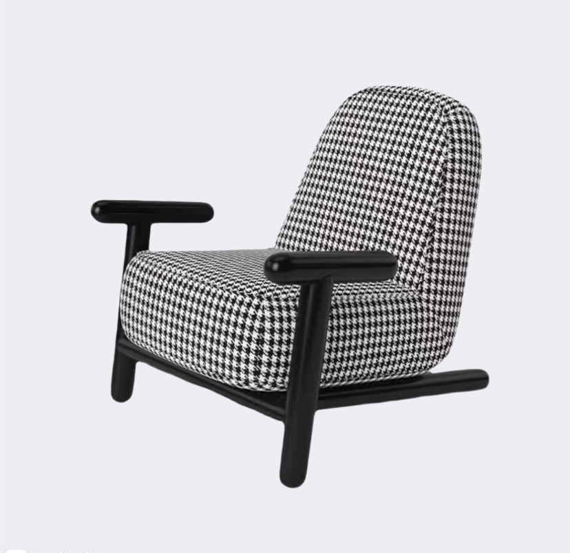 義式極簡  設計師款 千鳥格布藝 高靠背 休閑單椅YFN-B13